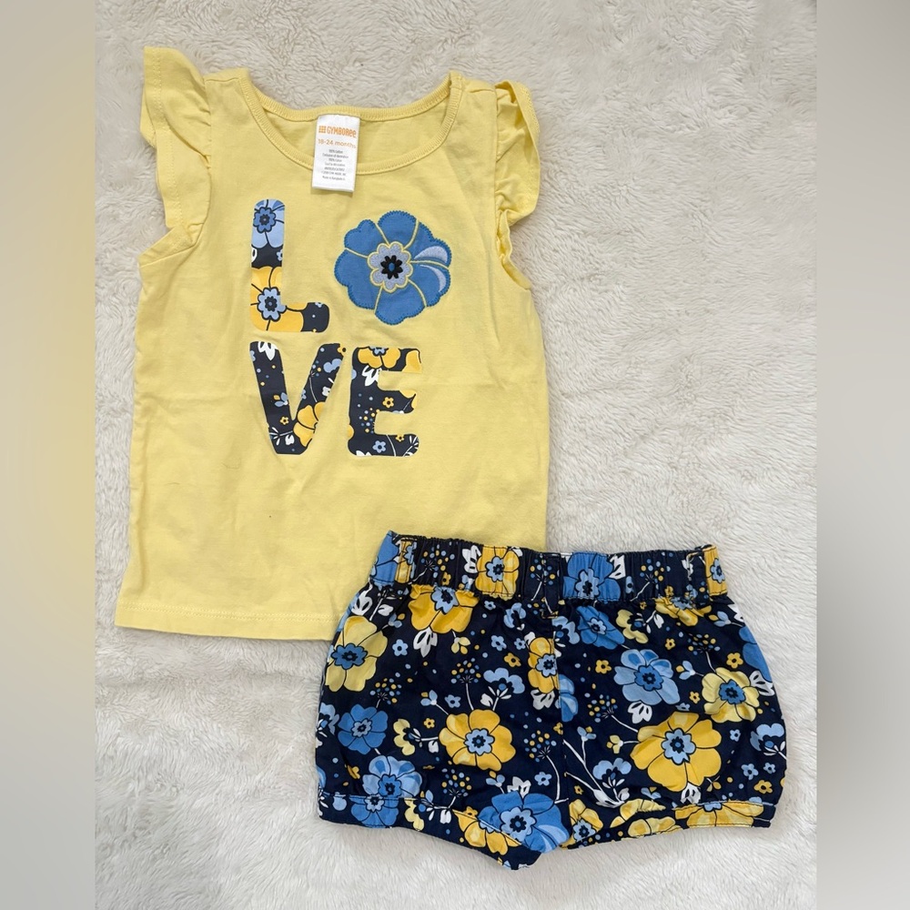 Gymboree Graphic Top and Floral Shorts Set